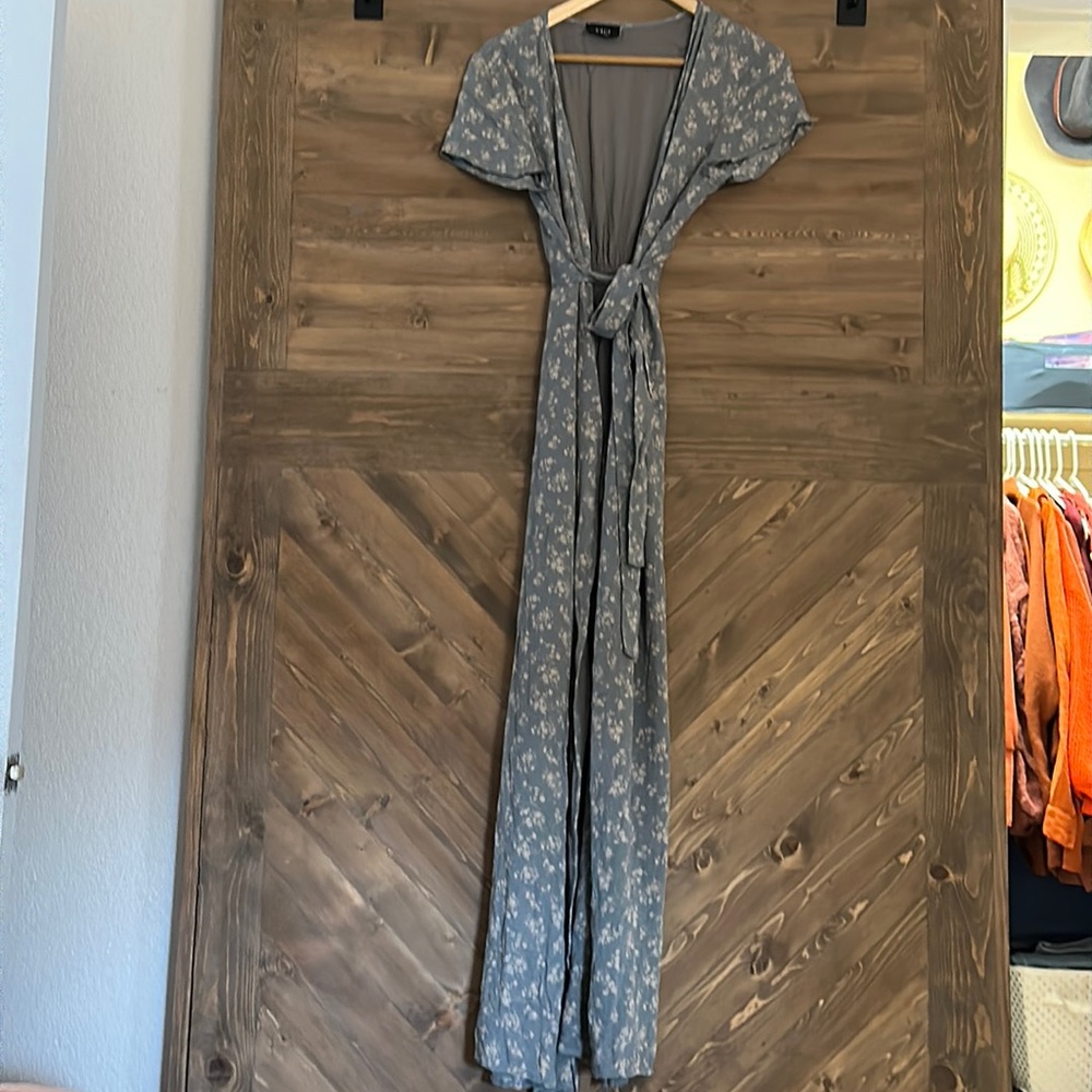 Blue and white floral maxi dress. Vici size large.